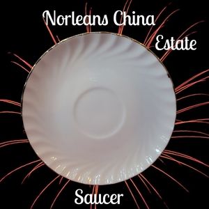 Vtg Saucer Estate By Norleans China Platinum Trim White